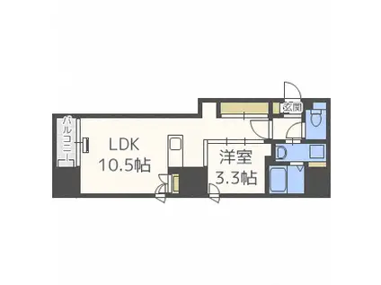 ビッグタワー大通公園(1LDK/9階)の間取り写真
