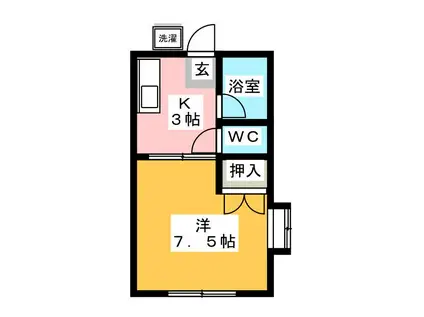 エスポワール森(1K/1階)の間取り写真