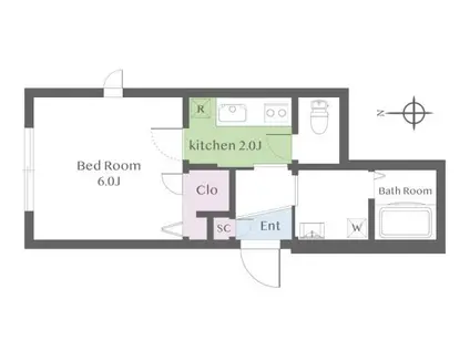 目黒東光ハウス(1K/2階)の間取り写真