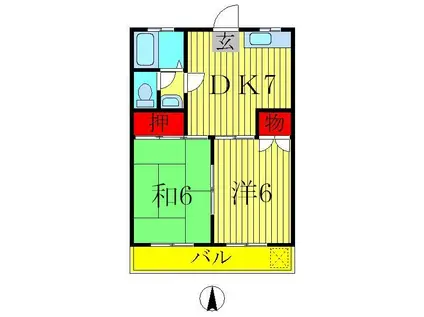 PLAISIR(2DK/3階)の間取り写真