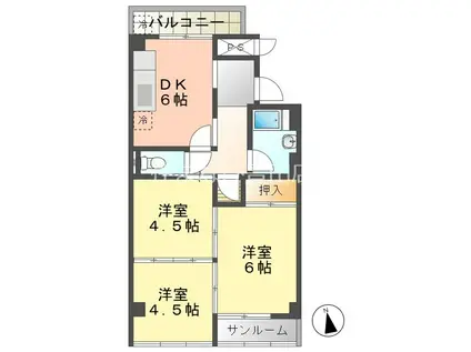 松井ビル(3DK/2階)の間取り写真