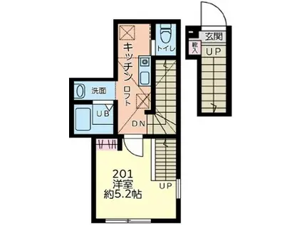 ブルームタウン(1K/2階)の間取り写真