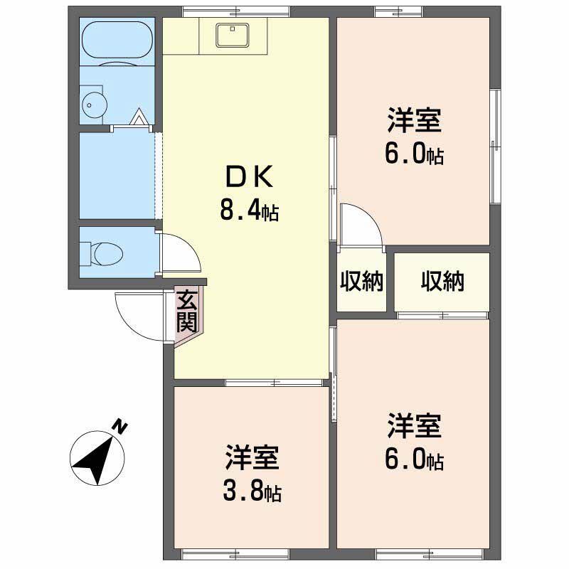 太華ハイツA(3DK/1階)の間取り写真