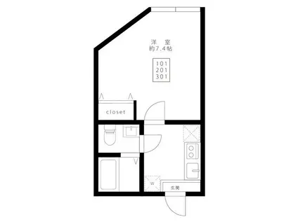 ブルームテラス(1K/3階)の間取り写真