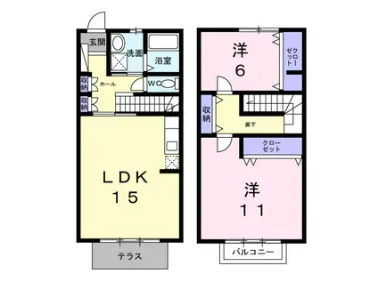 ディアコートI(2LDK/1階)の間取り写真