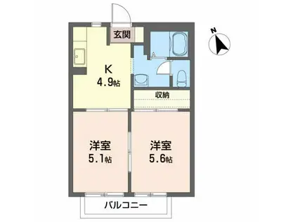 サンハイツ柴宮A(2K/1階)の間取り写真