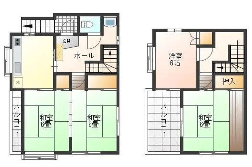 八幡町戸建て(4DK/2階)の間取り写真