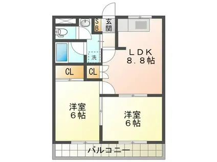 ファーストロード(2LDK/3階)の間取り写真