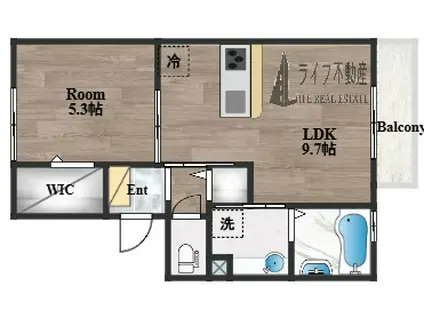 フェリオ吉田(1LDK/2階)の間取り写真