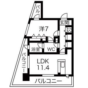 ヴァリエ東別院(1LDK/14階)の間取り写真