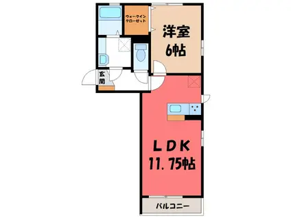 ETERNA東本町I(1LDK/1階)の間取り写真