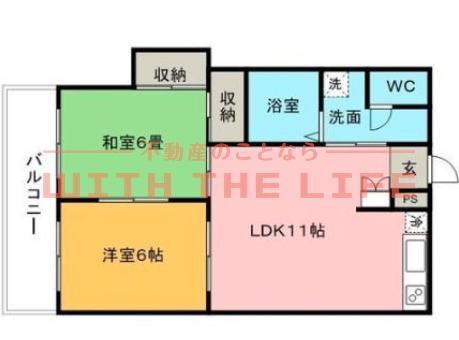 シャロム大善寺(2LDK/3階)の間取り写真
