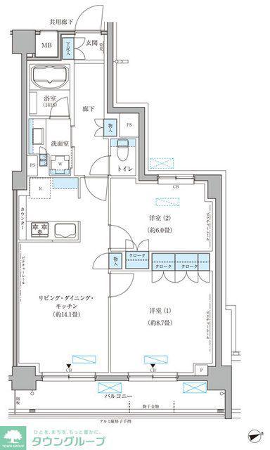 パークアクシス文京本郷(2LDK/5階)の間取り写真