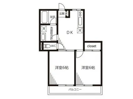 アヴニール(2DK/1階)の間取り写真