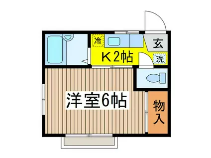 エコーハイツ(1K/2階)の間取り写真