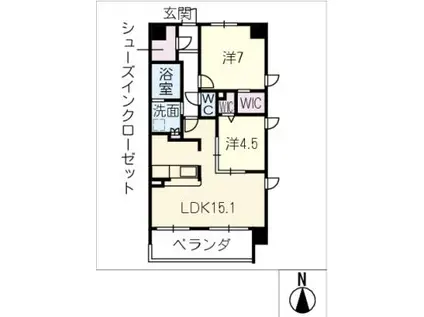 ブリスコート鳴子北(2LDK/6階)の間取り写真