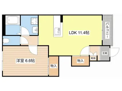 ディアコート(1LDK/1階)の間取り写真