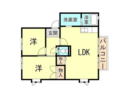 サンとざきD棟(2LDK/2階)の間取り写真