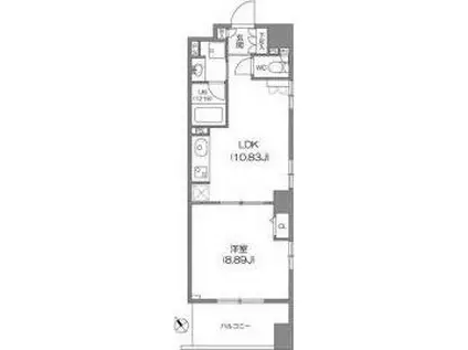 ルクレ新川レジデンス(1LDK/10階)の間取り写真