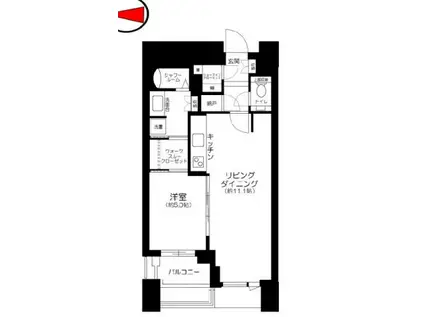 ドゥ・トゥールE棟(1SLDK/47階)の間取り写真