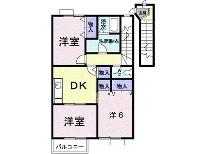 イーストヒルズ(3DK/2階)の間取り写真