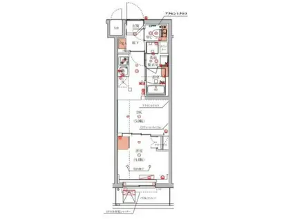 ハーモニーレジデンス東京八広ザ・スプレッド(1DK/4階)の間取り写真