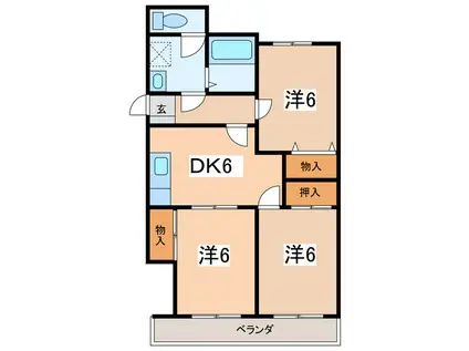 コーポヴィラ・アイ(3DK/1階)の間取り写真