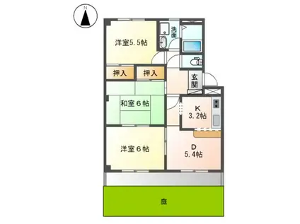 マロンステージA棟(3DK/1階)の間取り写真