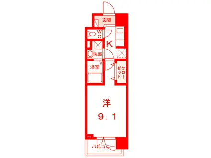 スアヴィス平塚宝町(1K/10階)の間取り写真