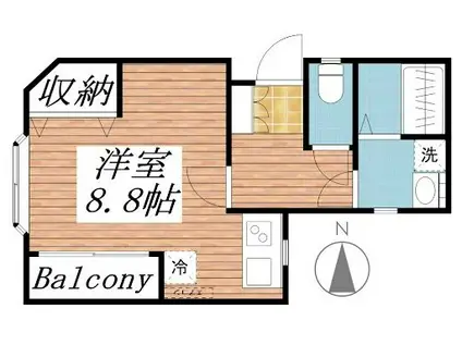 シャルムアシべ(1K/3階)の間取り写真