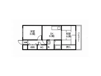 グランドハイツ東加古川(2DK/3階)の間取り写真