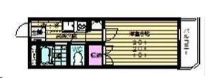スカイヒルズ川内(1K/1階)の間取り写真
