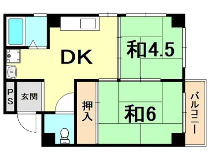 レジデンス老松(2DK/3階)の間取り写真