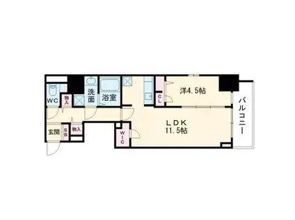 S-RESIDENCE阿波座BOUNCY(1LDK/2階)の間取り写真