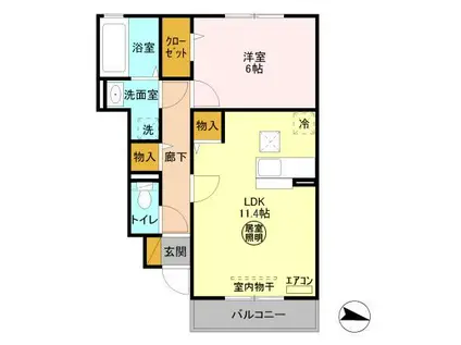 マリアグランディカII(1LDK/1階)の間取り写真