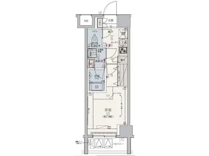 リヴシティ世田谷上馬(1K/6階)の間取り写真