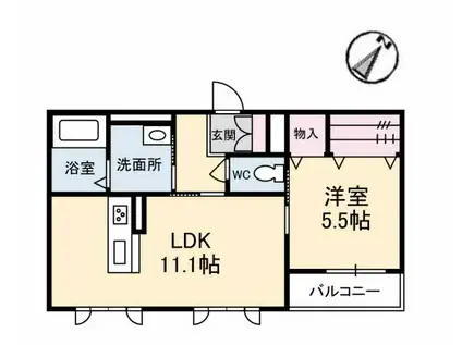 シャーメゾン アリエッタII(1LDK/2階)の間取り写真