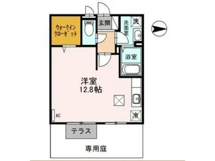 マレット・フィールドB棟(1K/1階)の間取り写真