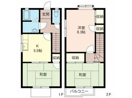 小田急江ノ島線 長後駅 徒歩5分 2階建 築38年(3K/1階)の間取り写真