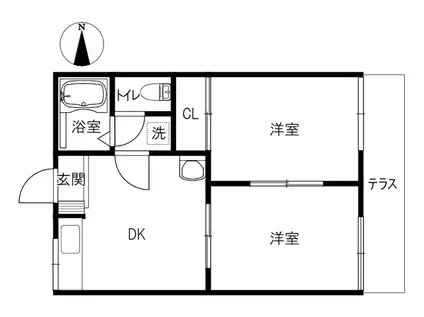 シャルマン小川(2DK/1階)の間取り写真