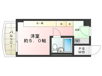 ユニハイツ勝どき(ワンルーム/3階)の間取り写真