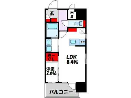 ネストピア博多駅前III(1LDK/8階)の間取り写真