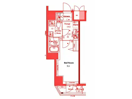 ジェノヴィア川崎III(1K/7階)の間取り写真