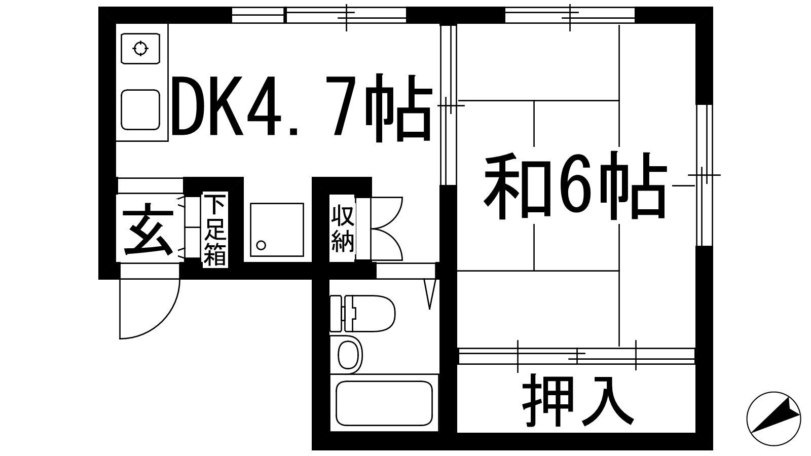 シャトー宝塚(1DK/3階)の間取り写真
