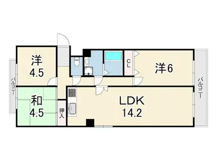 鈴蘭泉台第2ハウス5号棟(3LDK/7階)の間取り写真