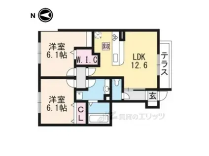 5ILLACLAIR(2LDK/1階)の間取り写真