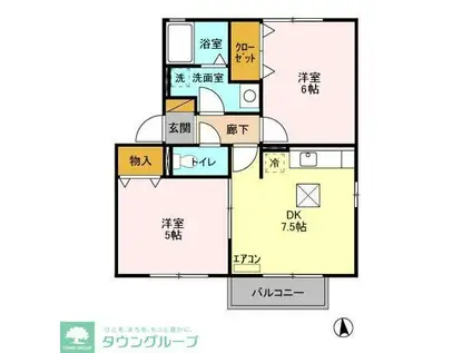 セピアコートD(2DK/1階)の間取り写真