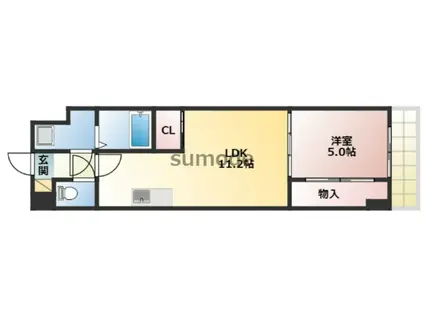 ビエラコート岸部中(1LDK/5階)の間取り写真