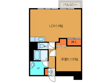 ロイヤルシティ参番館(1LDK/8階)の間取り写真