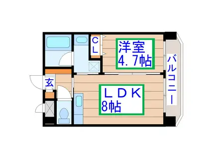ミゥ・フォリア(1LDK/1階)の間取り写真